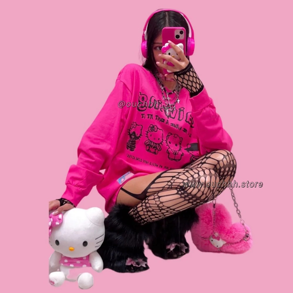OUCHH STORE KITTY THOT OVERSIZED SWEATER